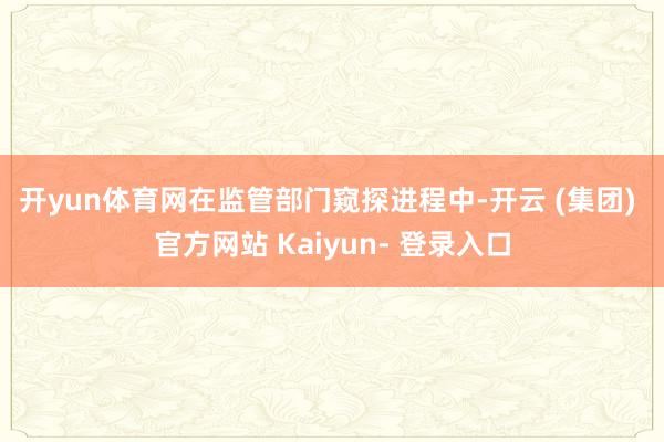 开yun体育网　　在监管部门窥探进程中-开云 (集团) 官方网站 Kaiyun- 登录入口