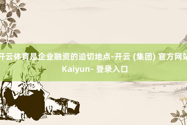 开云体育是企业融资的迫切地点-开云 (集团) 官方网站 Kaiyun- 登录入口