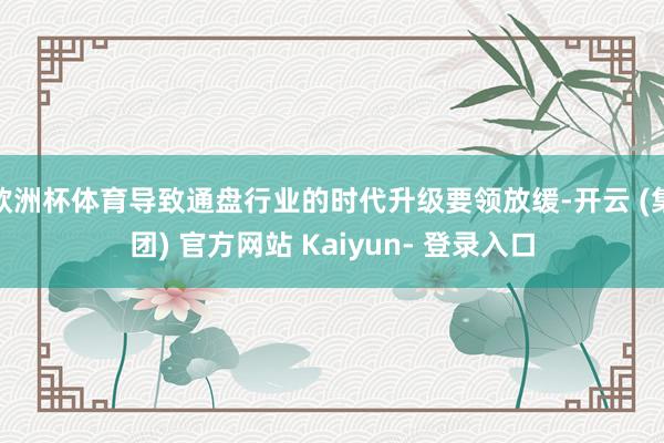 欧洲杯体育导致通盘行业的时代升级要领放缓-开云 (集团) 官方网站 Kaiyun- 登录入口